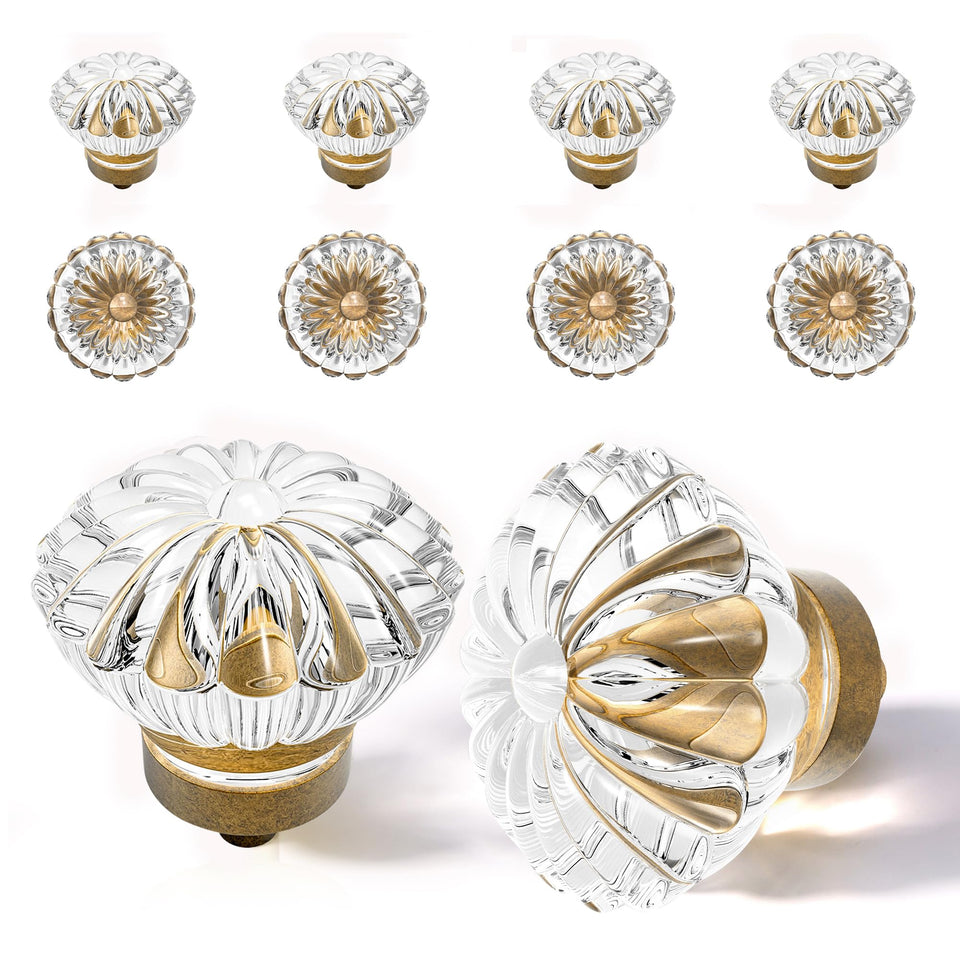 CEYMIO crystal knobs with flower design elevate cabinets and dressers with vintage charm.