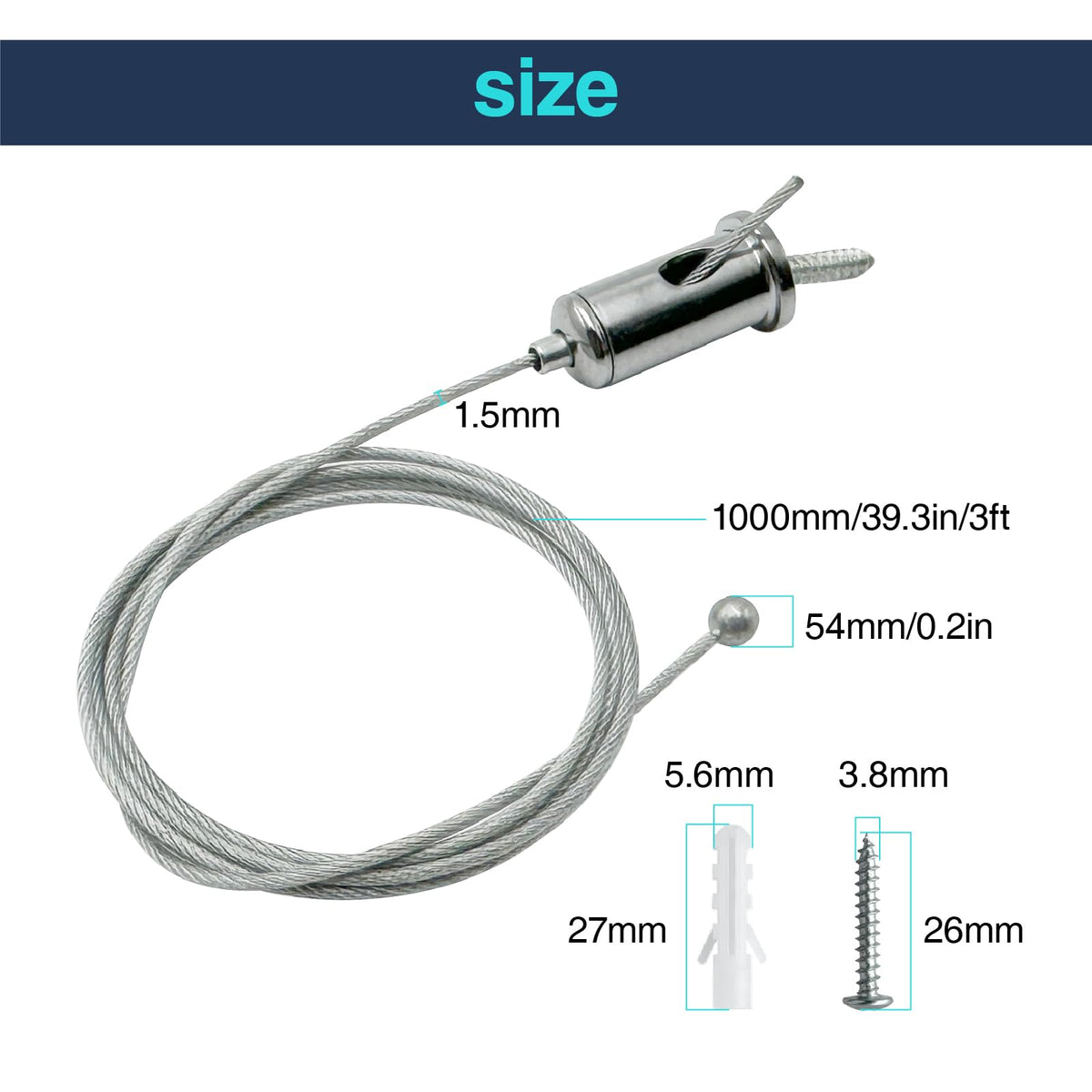 cezelux stainless steel suspension cables 1m for durable ceiling mounting