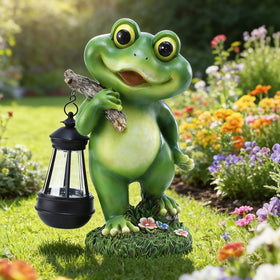 CFFOWNUG hand-painted frog garden ornament adds color to outdoor spaces.