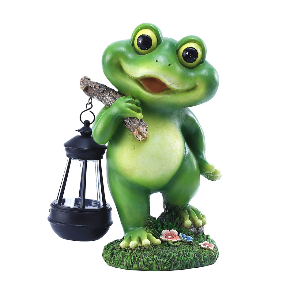 CFFOWNUG outdoor frog garden decor 11-inch lawn statue with durable, weatherproof finish.
