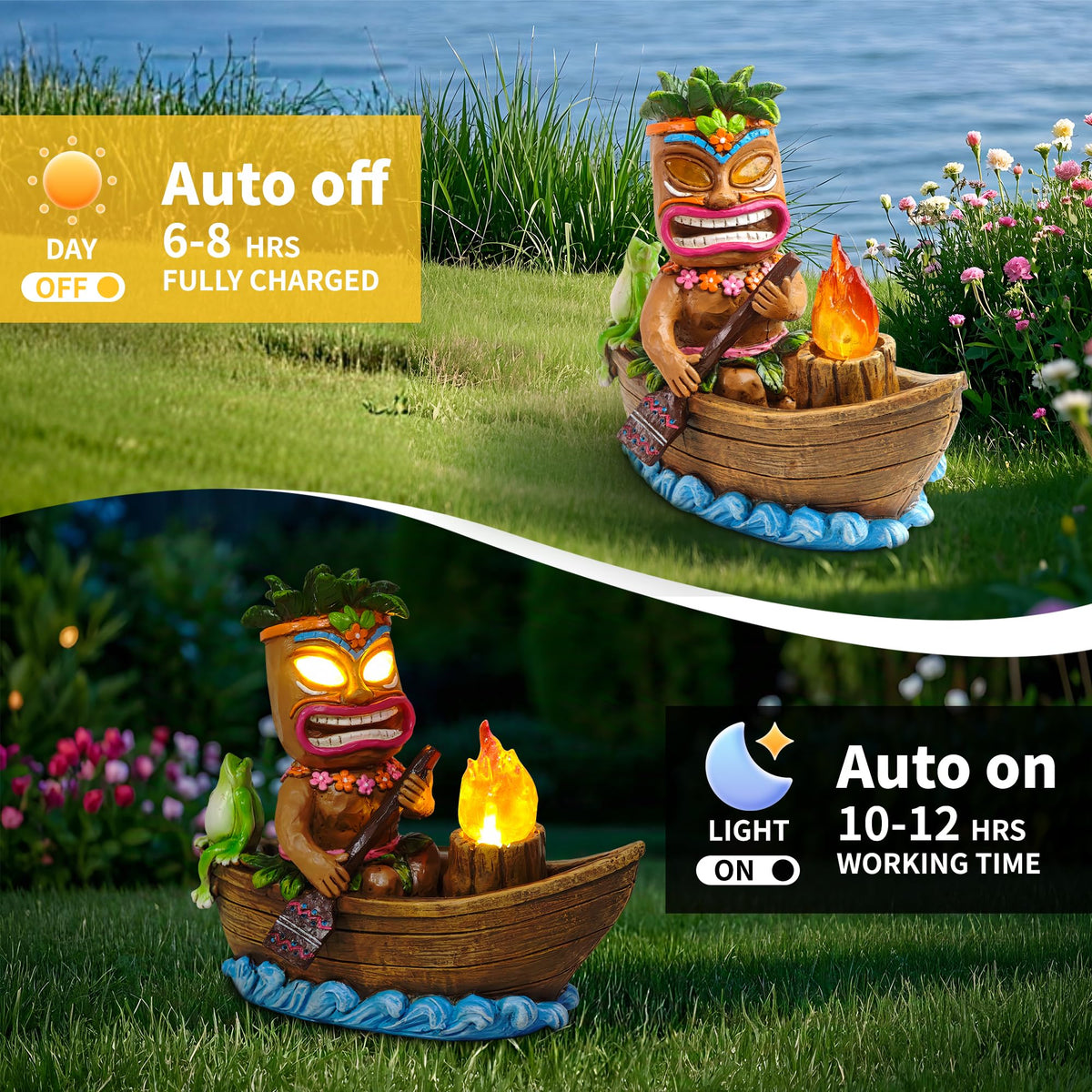 CFFOWNUG outdoor tiki statue garden light for patios and lawns.