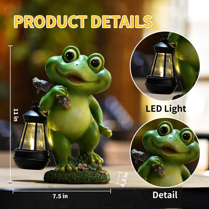 CFFOWNUG solar-powered frog lantern illuminates evenings with a gentle glow.