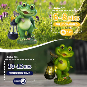 CFFOWNUG weatherproof resin frog statue withstands rain and sun for year-round display.
