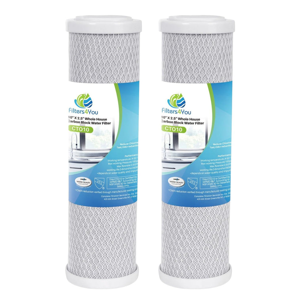 CFS carbon block water filter cartridge front view for GE GXWH04F pack-2 improves taste