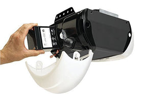 Chamberlain 485LM installation angle highlighting easy DIY replacement and garage access.