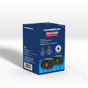 Chamberlain 820CB sensors installed on garage door with automatic reversal