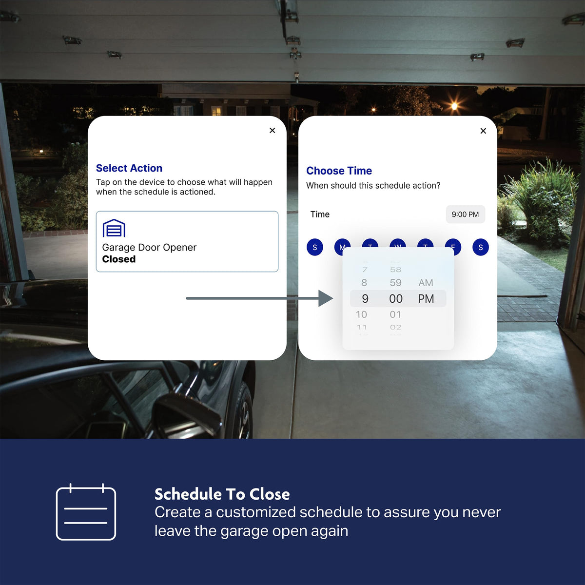 CHAMBERLAIN B3000 wall control provides one-touch garage entry.