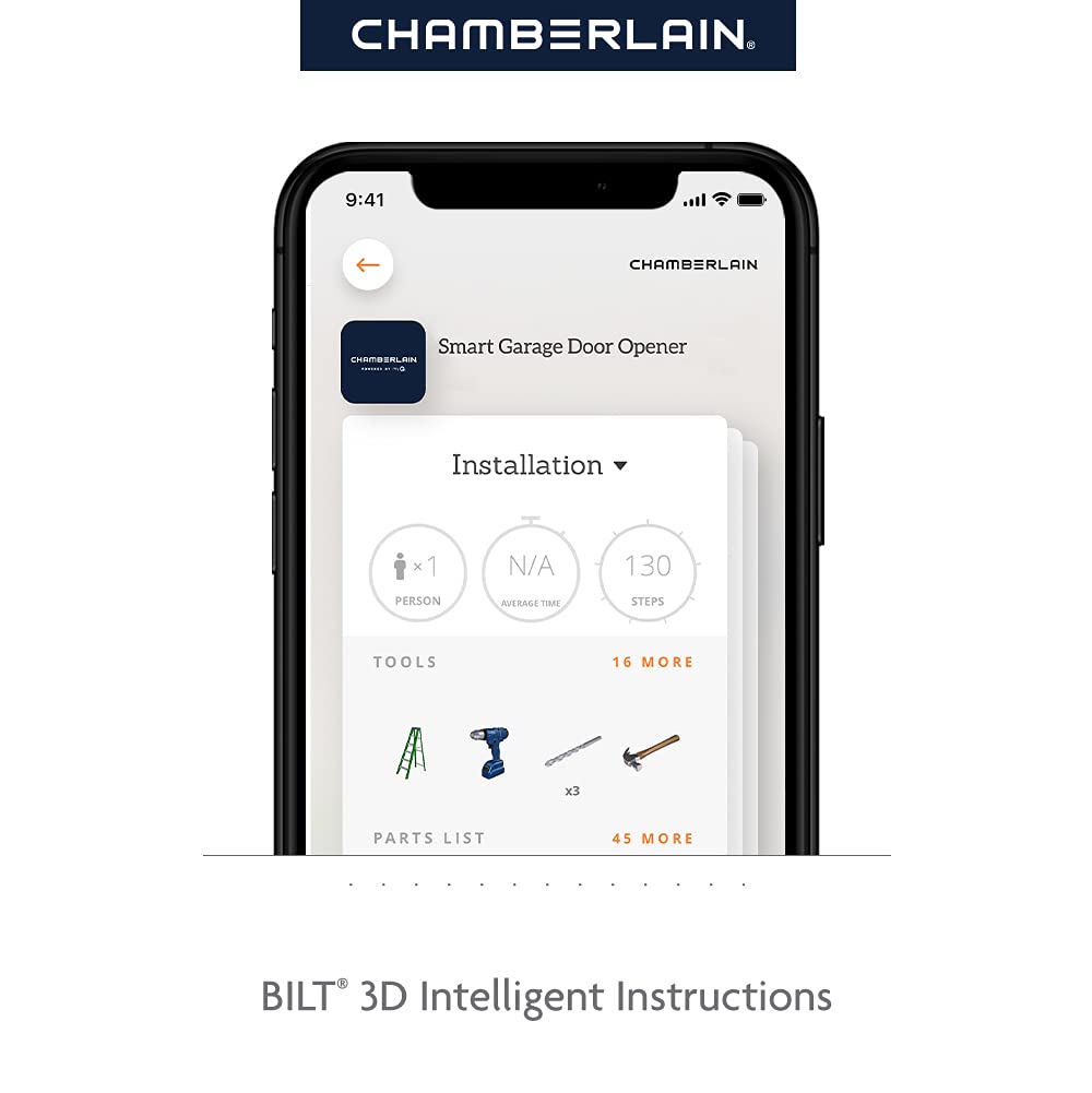 Chamberlain B4643T wifi connectivity supports new myQ features and reliable remote access.