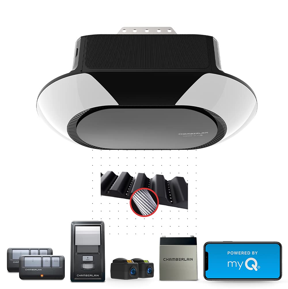 CHAMBERLAIN B6713T corner LED lighting illuminates all garage corners effectively.