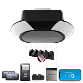 CHAMBERLAIN B6713T corner LED lighting illuminates all garage corners effectively.
