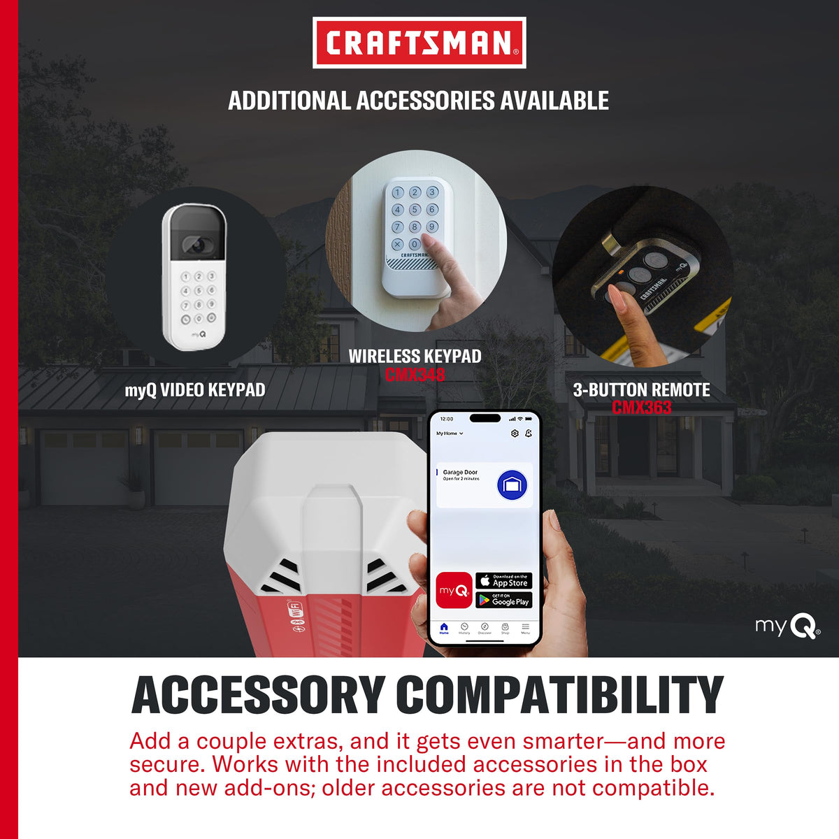 CHAMBERLAIN Craftsman safety reversing sensors prevent accidents during use