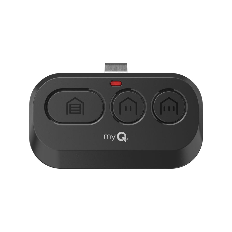 Chamberlain MyQ 3-Button Remote with visor clip for quick access.