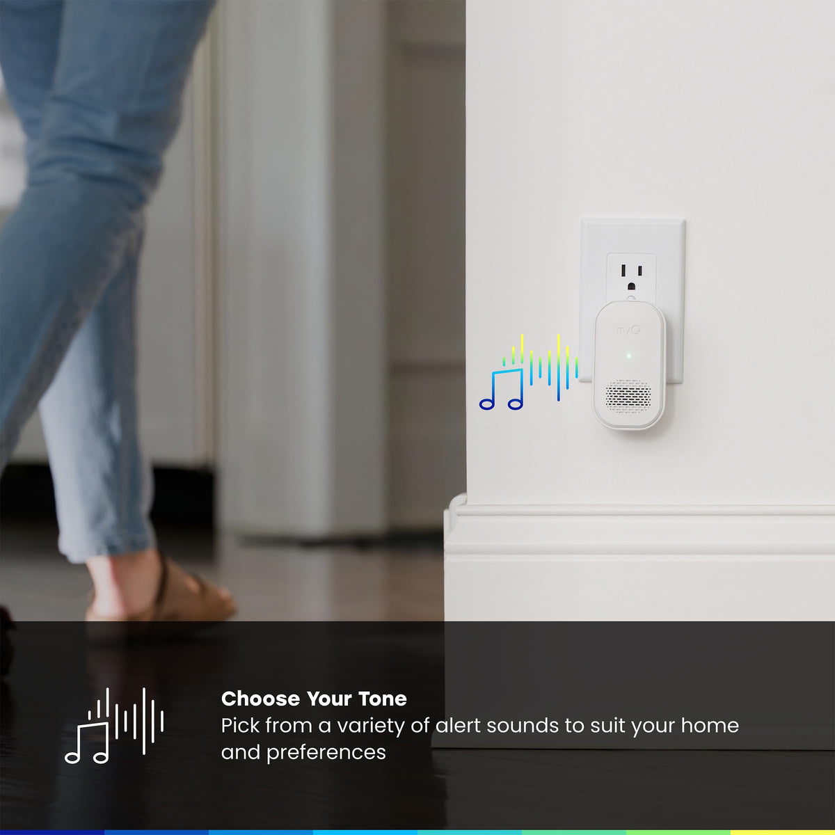 CHAMBERLAIN myQ Chime provides in-home alerts across rooms for peace of mind.