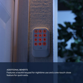Chamberlain myQ keypad weather-resistant housing protects performance in harsh outdoor conditions.