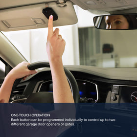 Controls two doors or gates with programmable buttons for flexibility.