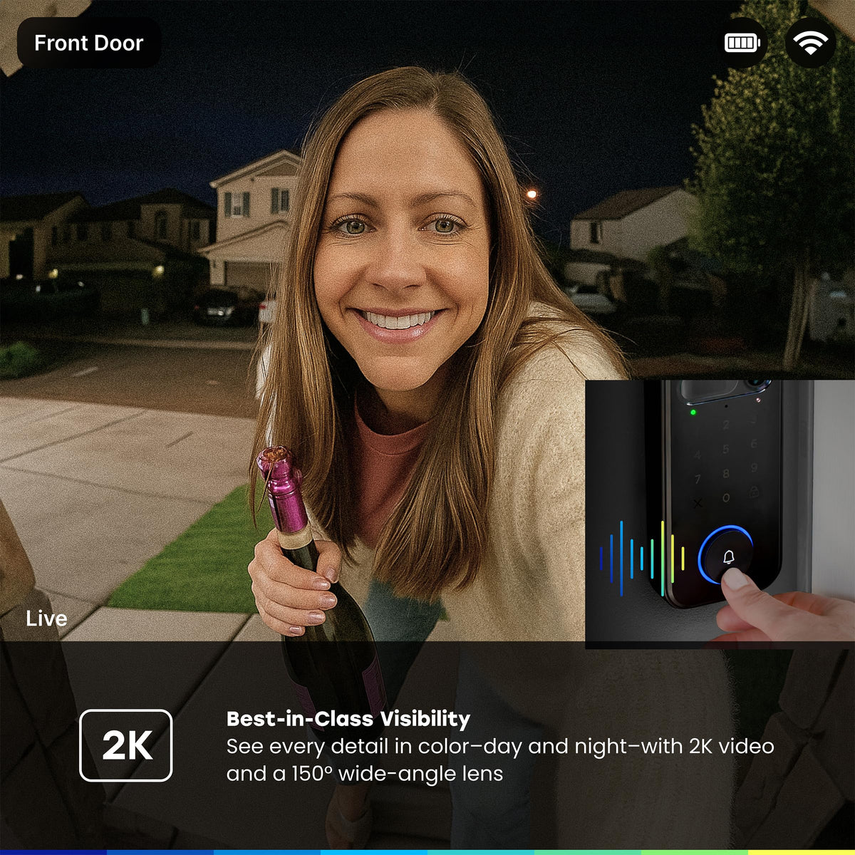 CHAMBERLAIN myQ Secure View color night vision delivers reliable evening footage.