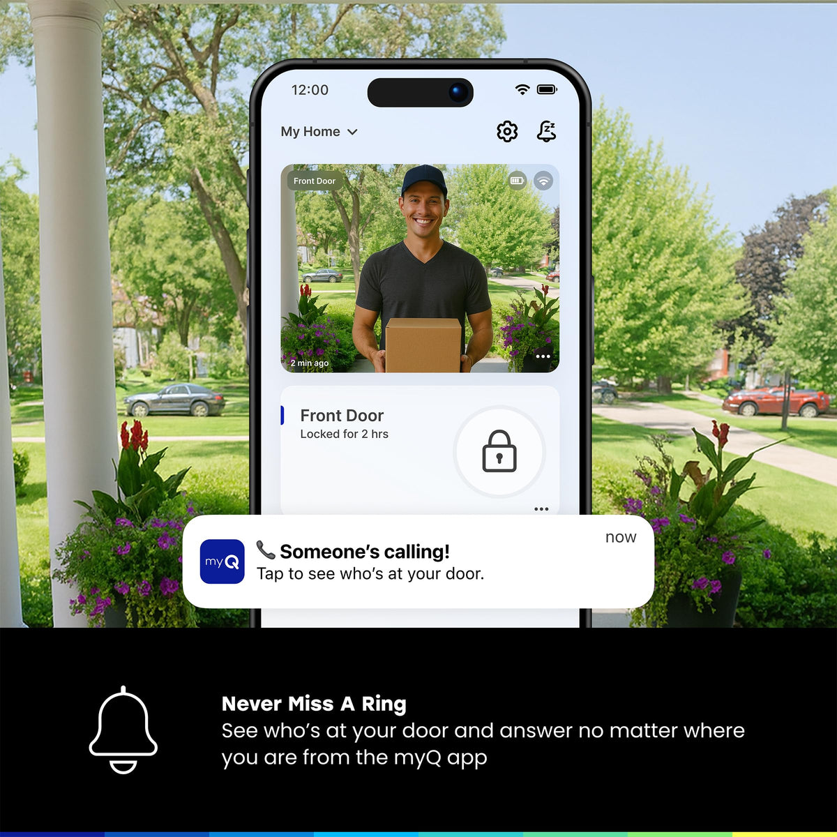 CHAMBERLAIN myQ Secure View fingerprint access for quick, secure unlocking.