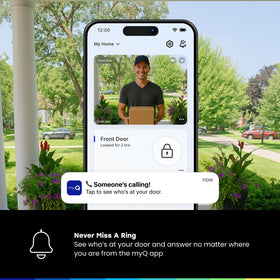 CHAMBERLAIN myQ Secure View fingerprint access for quick, secure unlocking.