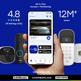 CHAMBERLAIN myQ Video Doorbell battery and wired install offers flexible setup options.