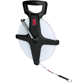Champion Sports open reel measuring tape showing metal spike for stable ground anchoring
