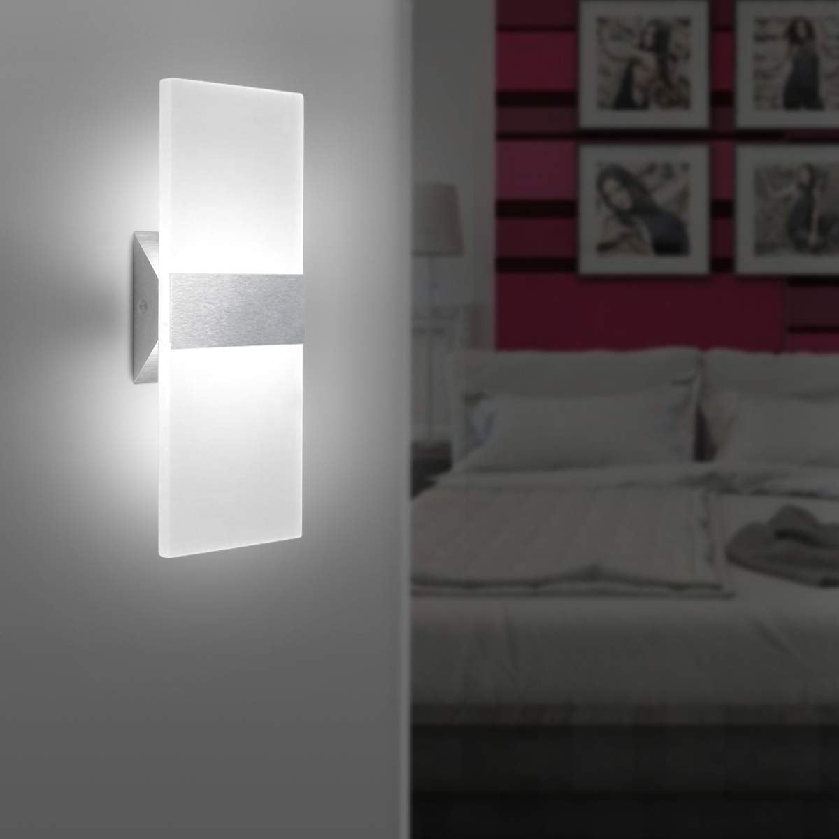 ChangM acrylic diffuser wall sconce with brushed aluminum base for soft illumination.