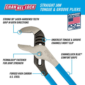 Channellock 12in precision teeth provide a secure bite across multiple materials.