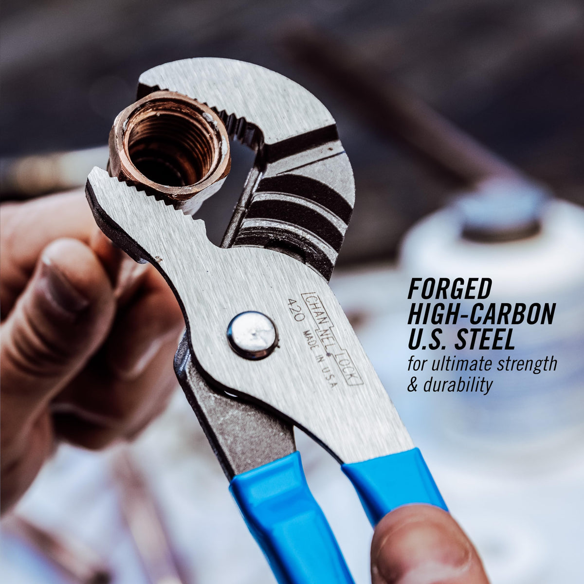 Channellock 426 undercut groove prevents slipping for precise control.