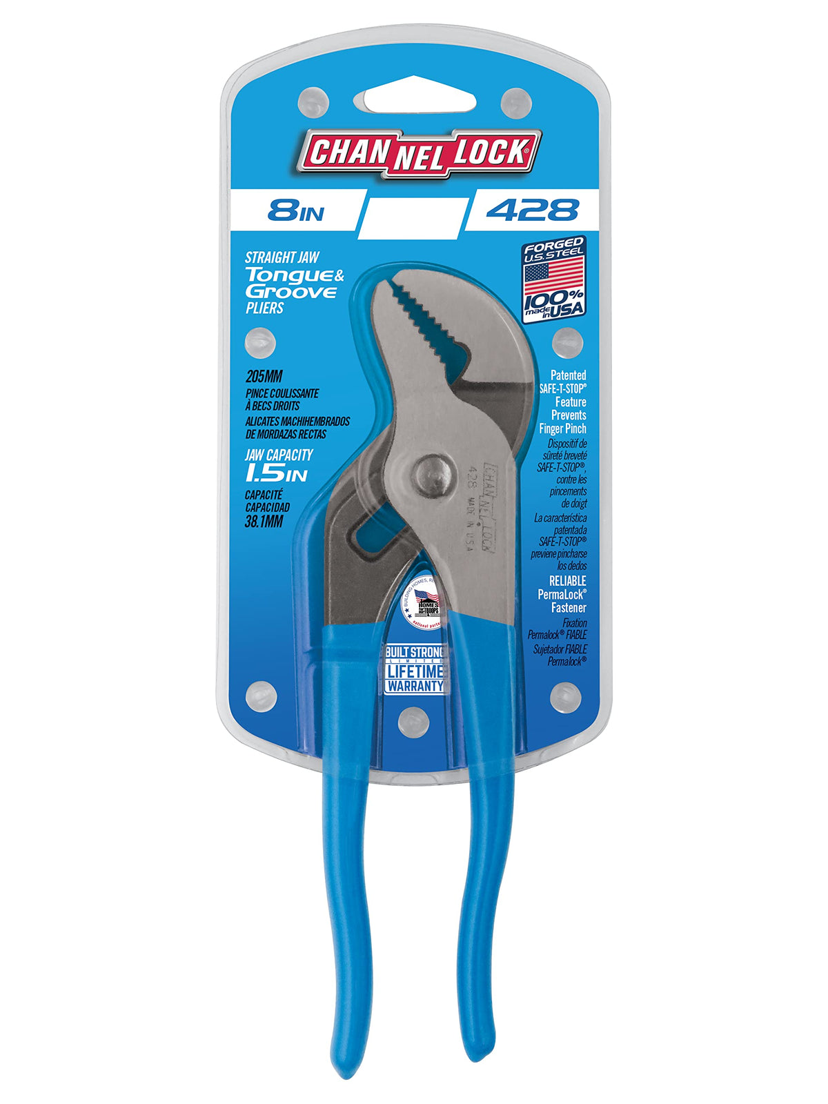 ChannelLock 428 blue comfort grips reduce hand fatigue during use