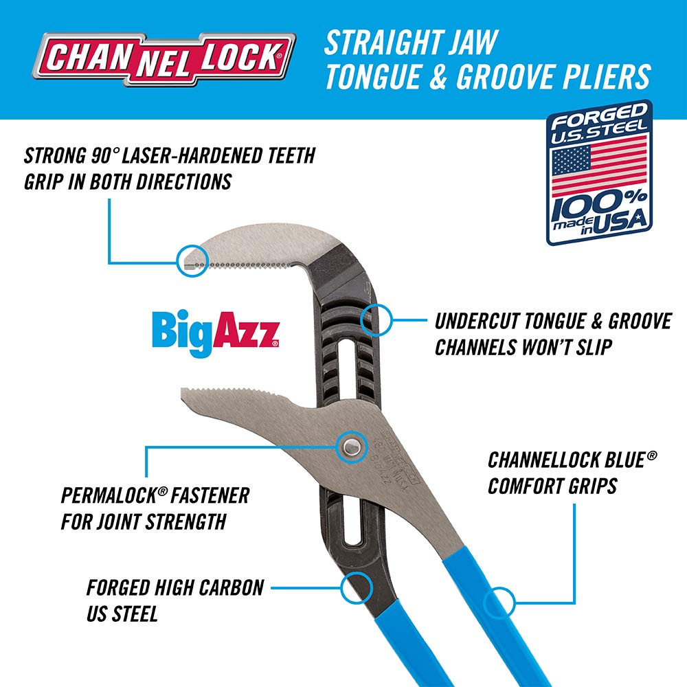 Channellock BIGAZZ with 90-degree teeth for versatile grip and durable performance.