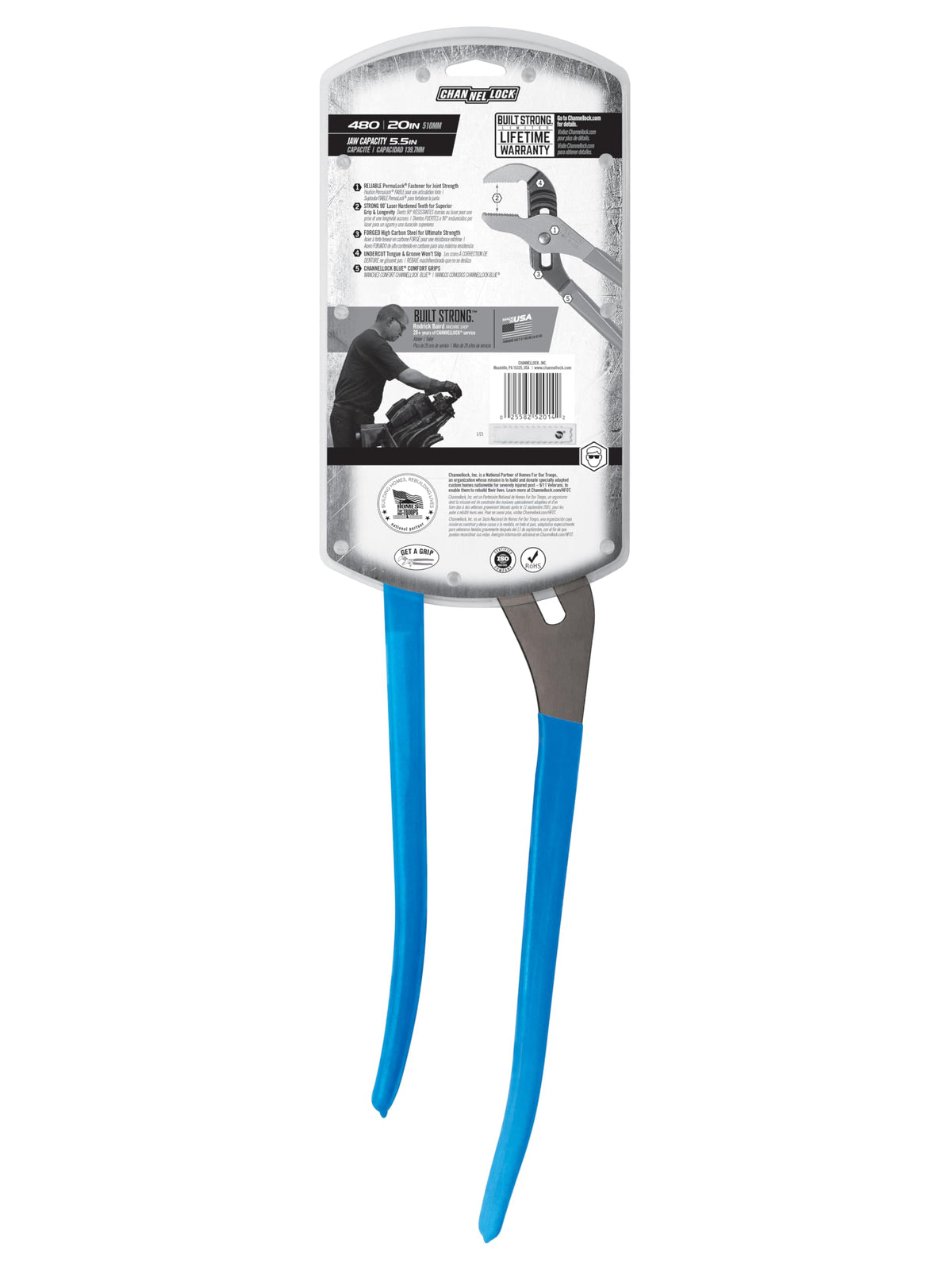 Channellock BIGAZZ laser teeth extend grip life and hard-wear resistance.