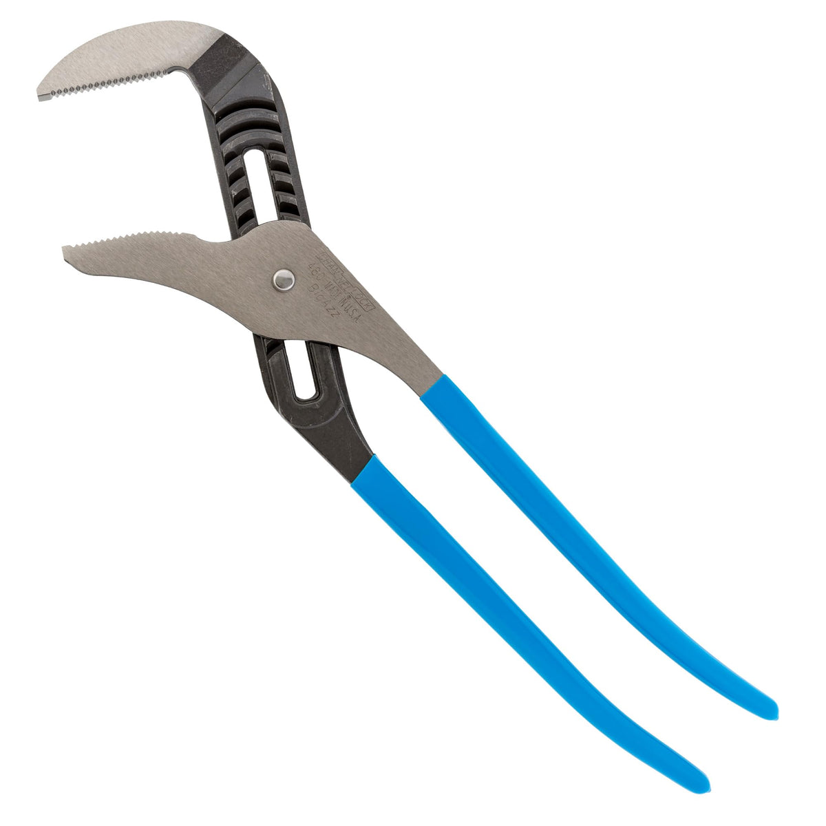 Channellock BIGAZZ straight jaw plier shows a secure grip on large workpieces.