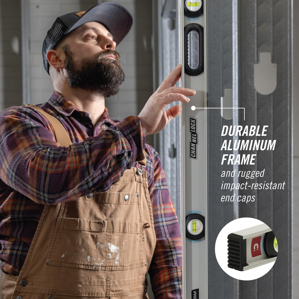 Channellock 48 inch level magnetic strip holds onto metal surfaces