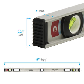 Channellock 48 inch level with three vial surrounds for clear readings