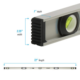 Channellock level with three high-contrast vials for quick alignment.