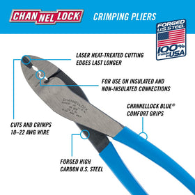 Channellock 909 versatile crimp tool for insulated and non insulated terminals.