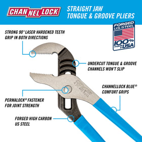 Channellock CHL430 side view highlighting ergonomic grips for reduced fatigue