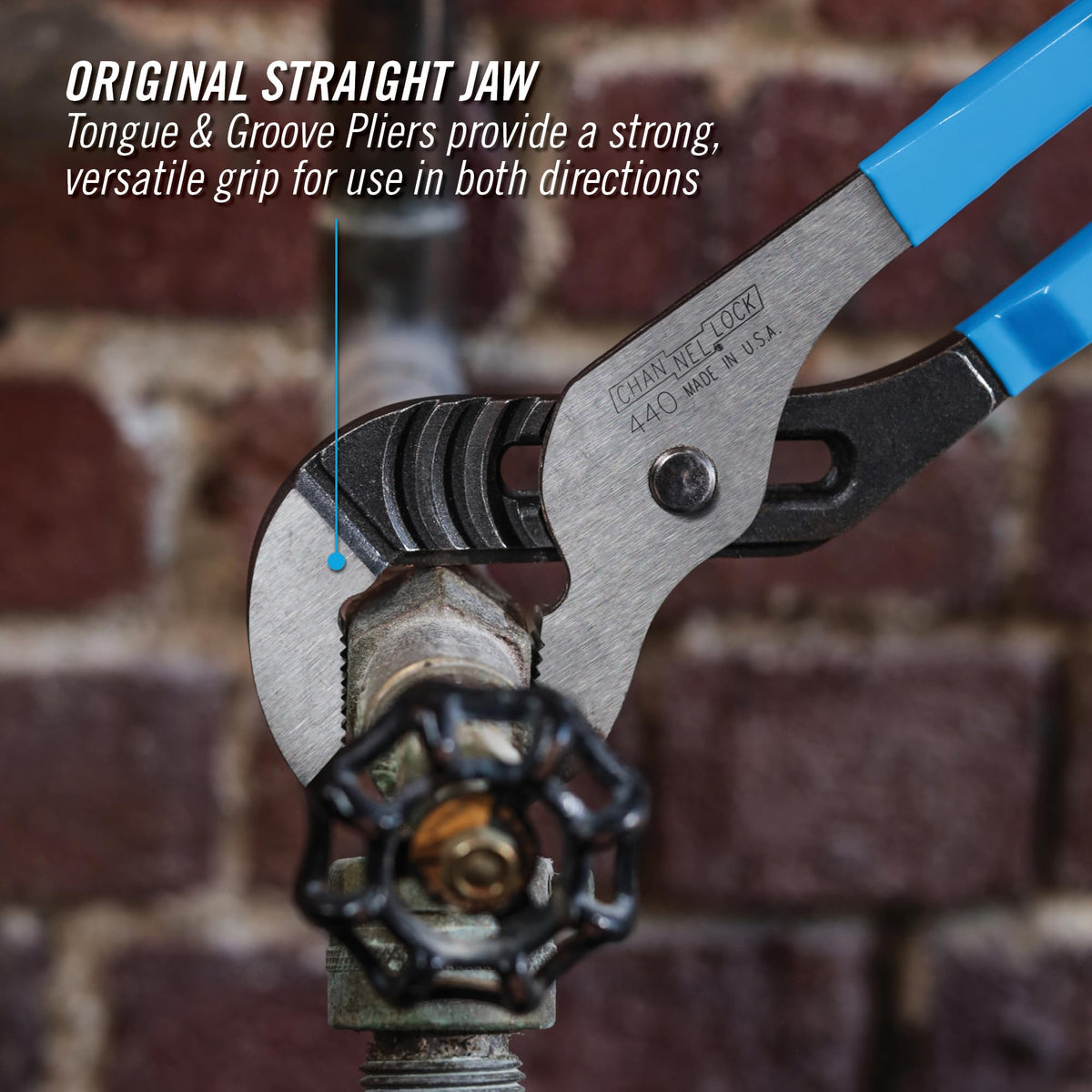 Channellock high-carbon steel body delivers lasting strength for demanding jobs.
