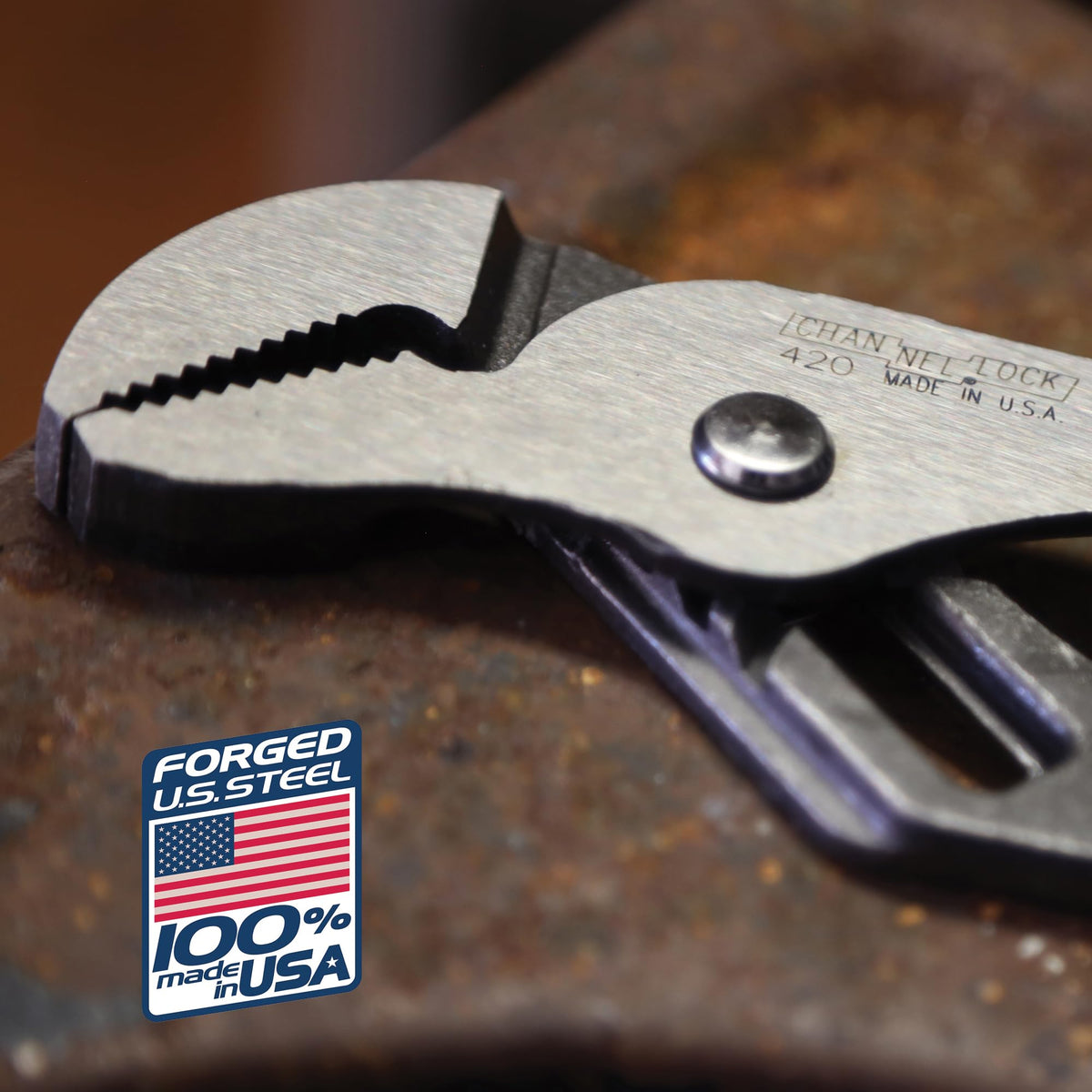 Channellock right-angle teeth grip shown in action.