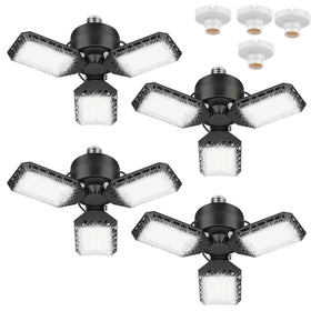CHAREADA 4-pack LED garage lights deliver 60W efficiency for bright, wide-area illumination.