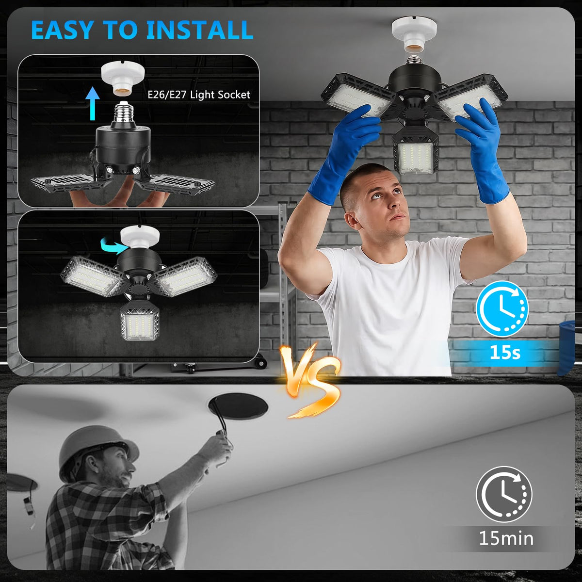 CHAREADA 6500K daylight output for precise color rendering in basements.