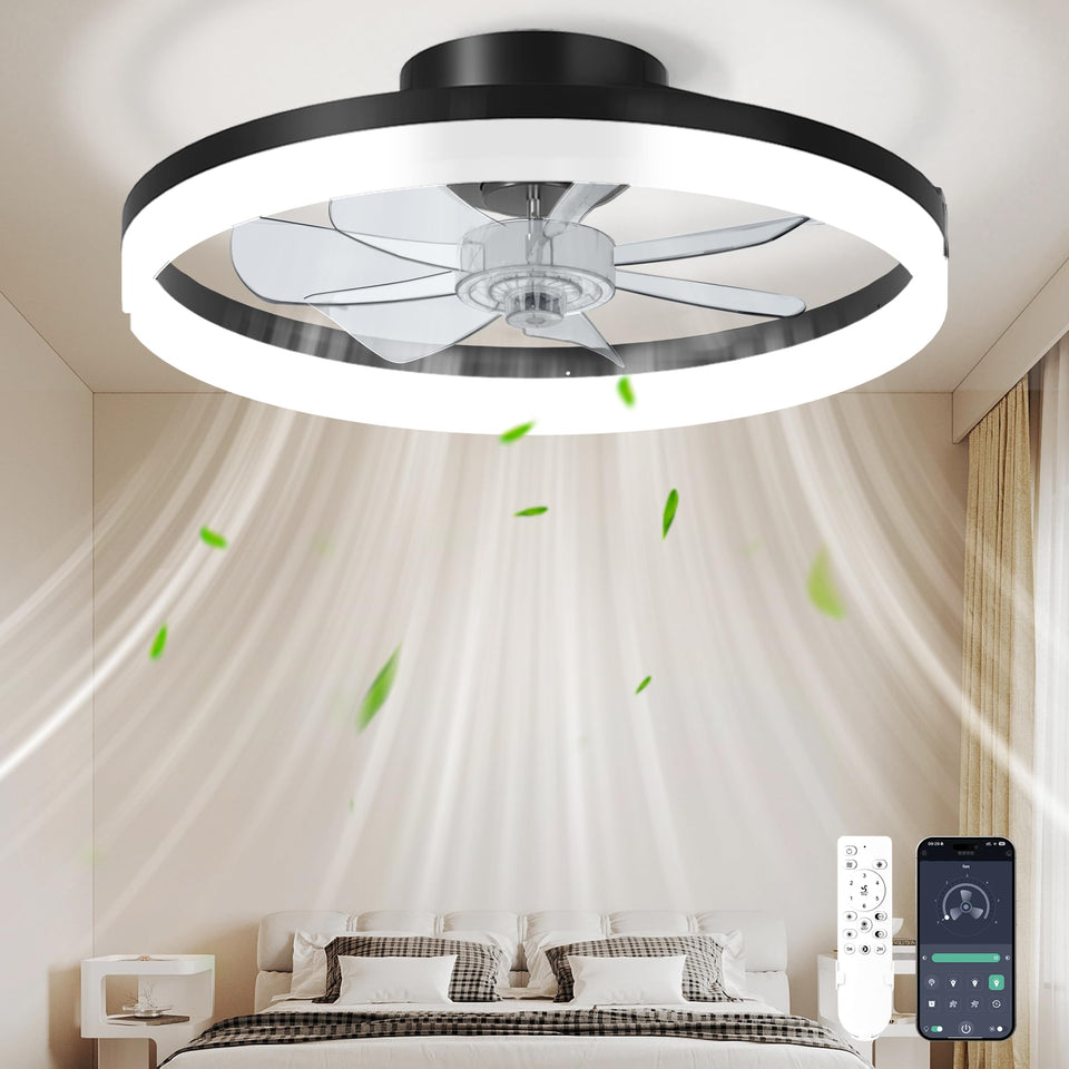 CHAREADA 20 inch ceiling fan with light remote for easy ambient control in living rooms.