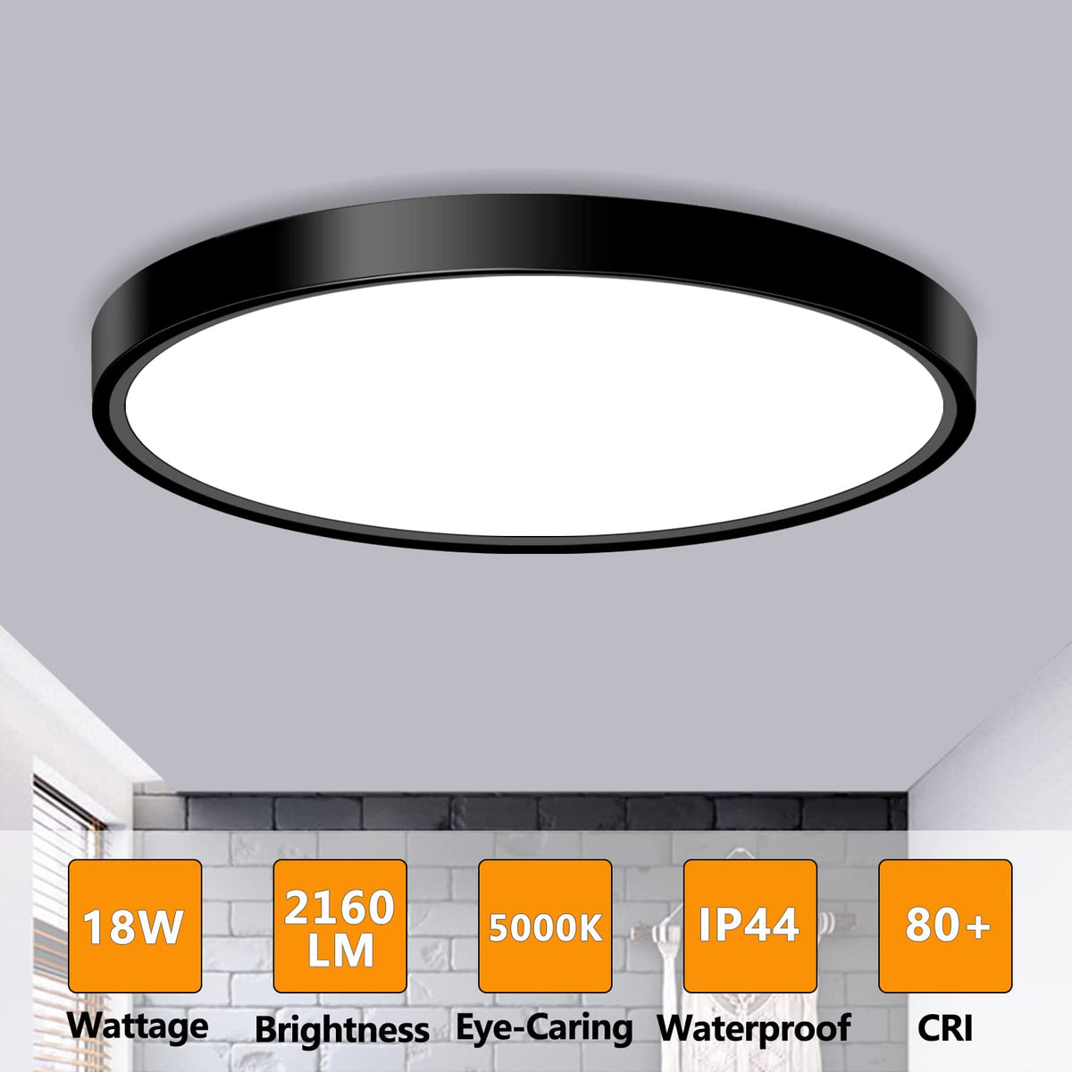CHARYJOD ultra-slim 0.9 inch body saves ceiling height in small rooms.