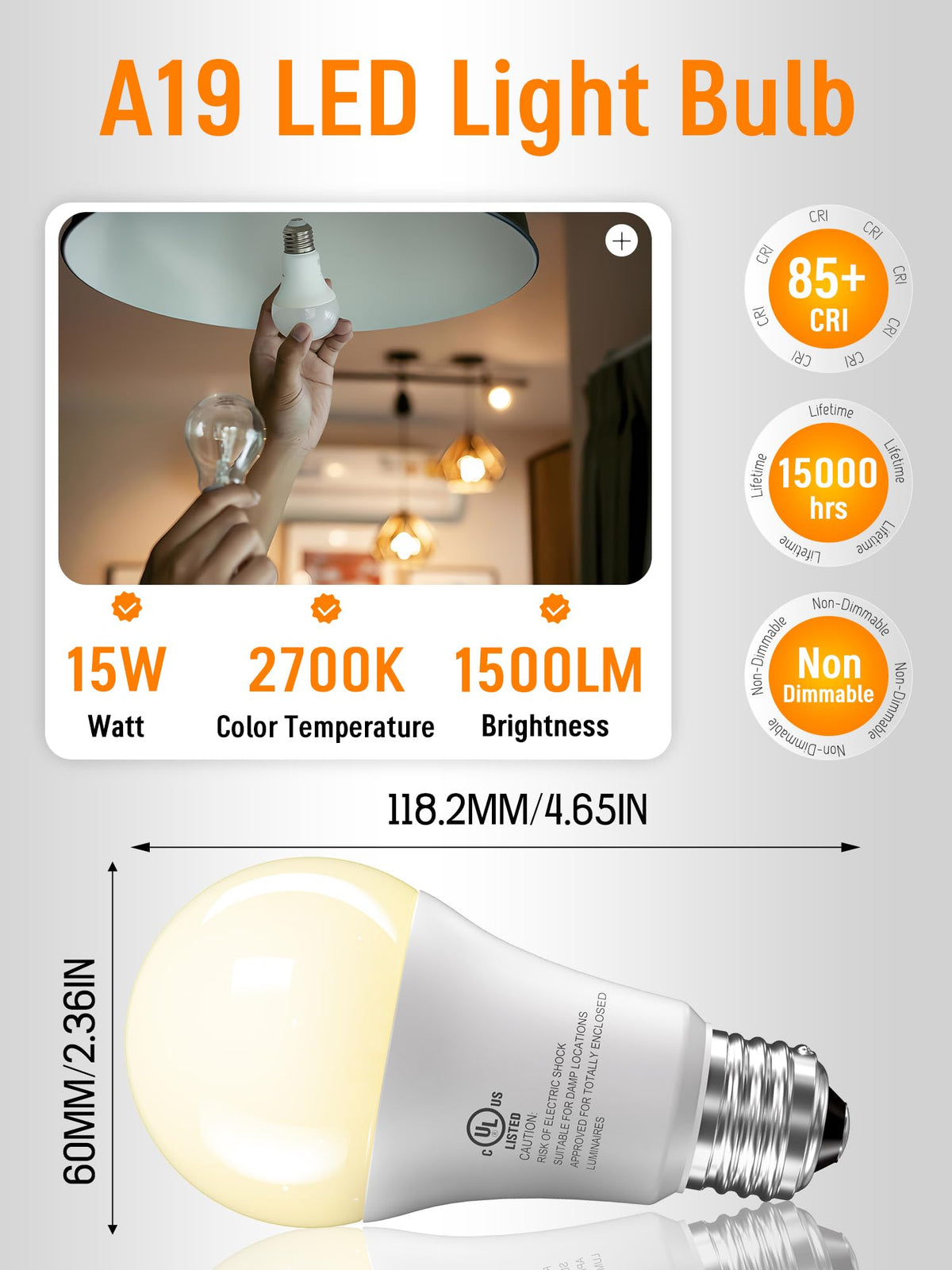 CHARKEE 2700K LED bulb shows warm glow, ideal for cozy living rooms