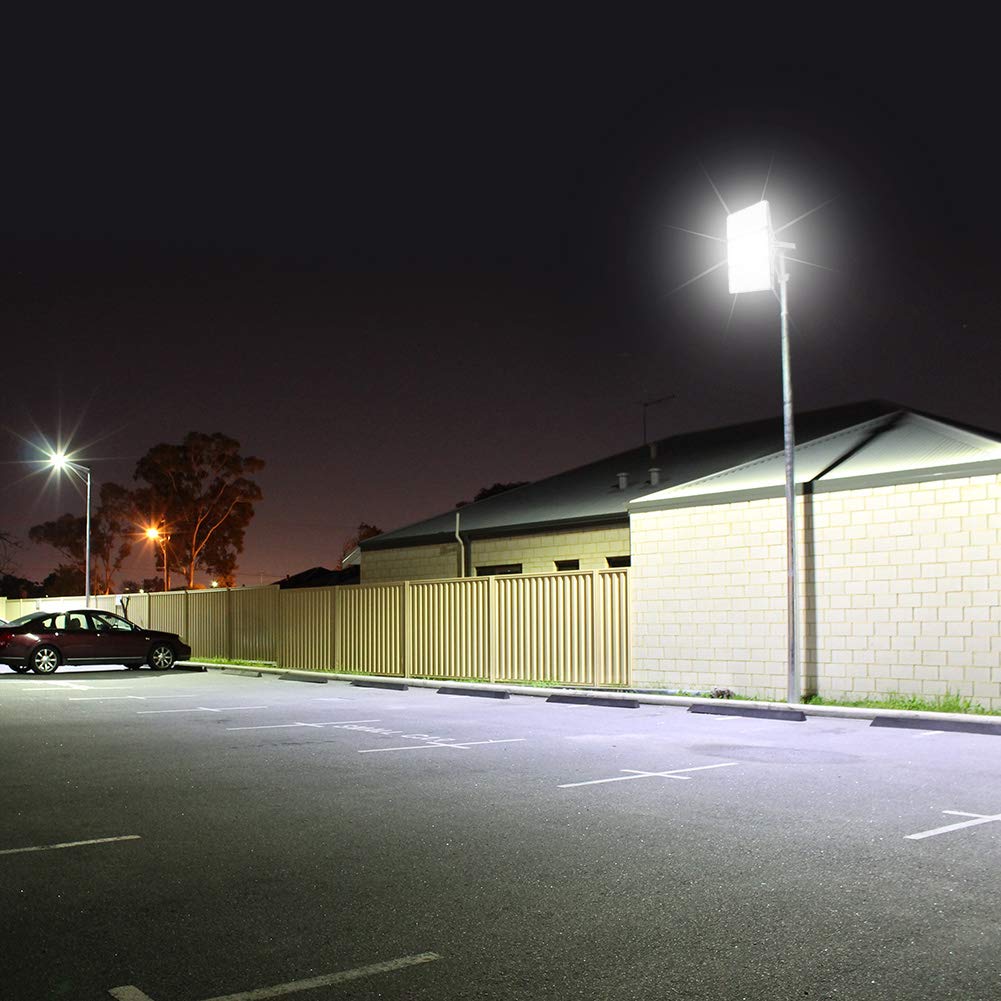 CHARON 300W flood light bracket pivot shows adjustable angle for wide area lighting