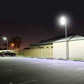 CHARON 300W flood light bracket pivot shows adjustable angle for wide area lighting