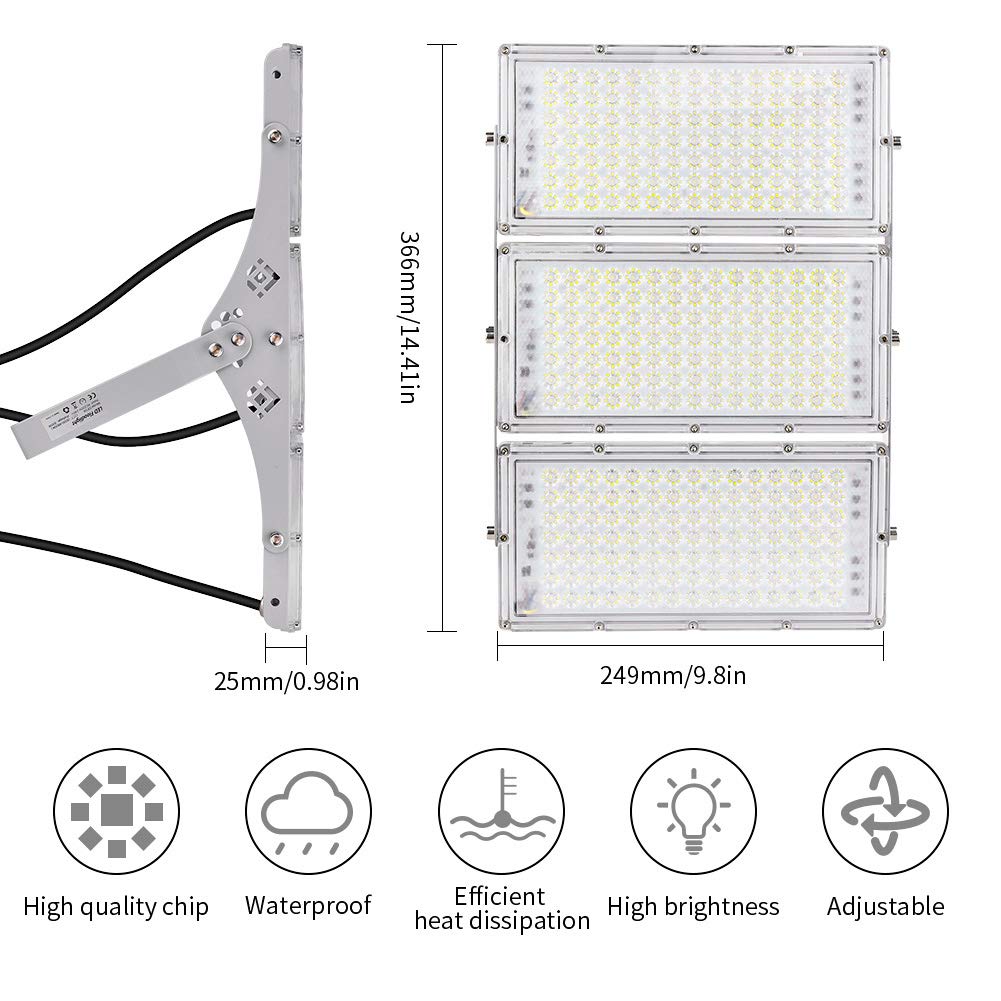 CHARON 300W flood light IP66 rating protects against rain and dust