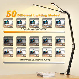 CHARYJOD lamp extended arms for 31.5-inch reach delivering even illumination.