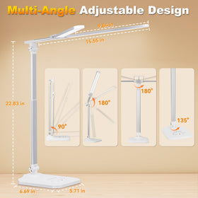 CHARYJOD foldable desk lamp saving space on a cluttered workspace