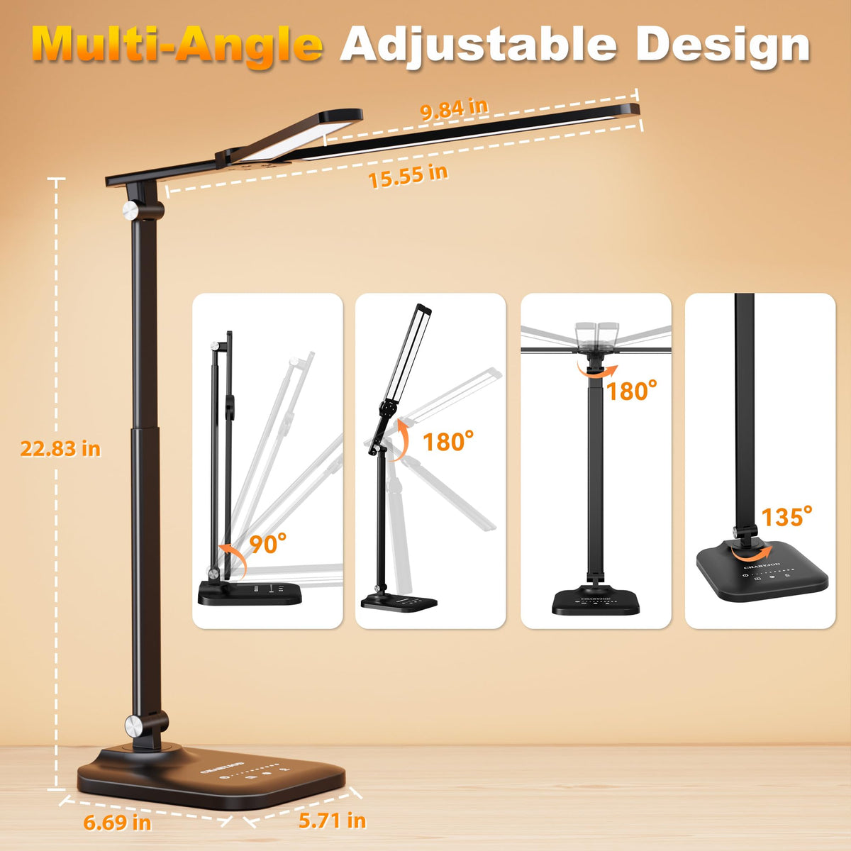CHARYJOD lamp folds flat to save desk space in small rooms or dorms.
