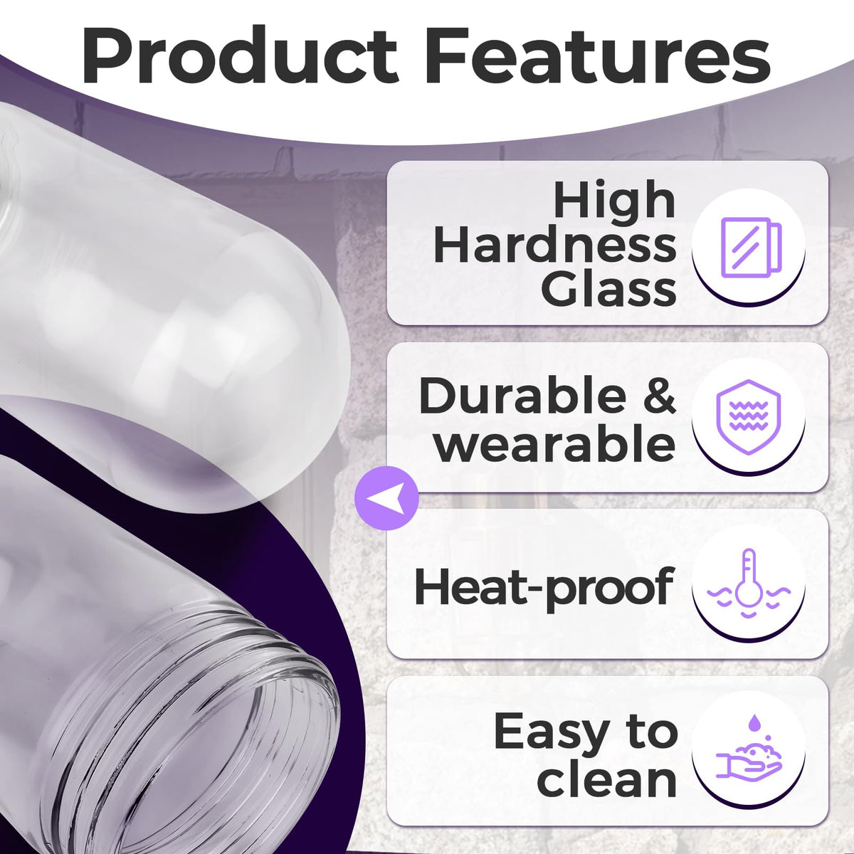 ChaseRoad L10-X007 durable shatter-proof glass provides lasting bulb protection.
